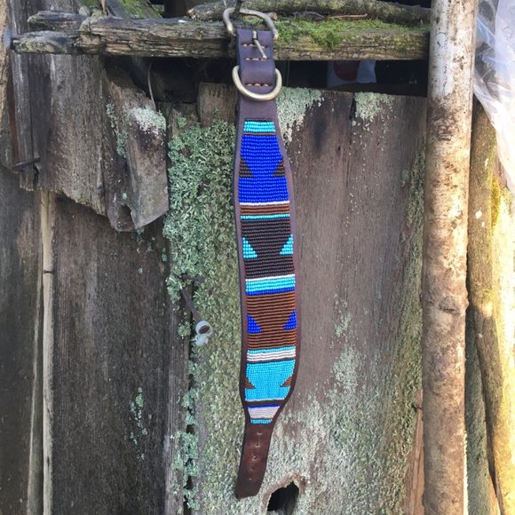 Vintage Artisan Tribal Hand Beaded Dog Collar - Picture 14 of 15